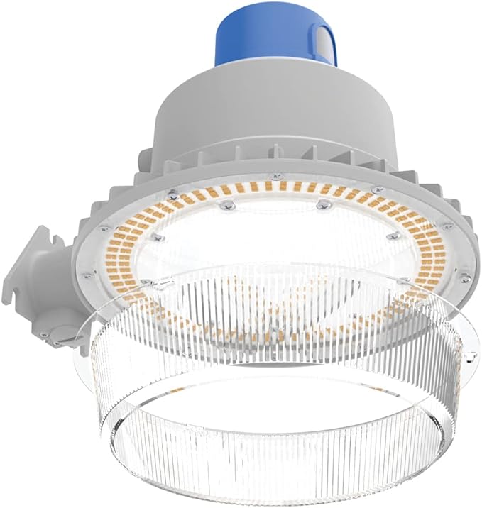 Lithonia Lighting BarnGuard LED Barn Light Dusk to Dawn Outdoor Lighting with Adjustable Brightness and Color Temperature Wall or Pole Mountable Yard Light Fixture MVOLT Aluminum Gray