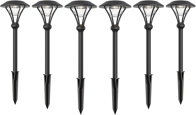 Low Voltage Pathway Lights 12V AC Landscape Lighting Kit 6PK Path Lights 1W LED Outdoor Hardwired 60 Lumen 3000K Warm White Walkway Lights with Connectors and Stakes