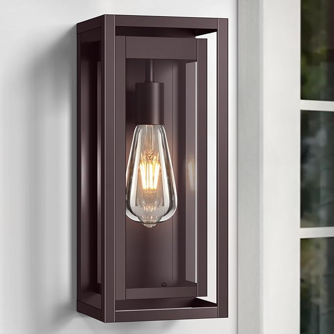 15 Large Oil Rubbed Bronze Outdoor Light Fixture 2 Pack ORB Outdoor Sconces Modern Waterproof Wall Lights with Clear Glass Shade for Front Door Porch Garage