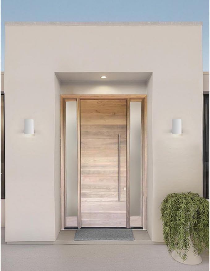 Progress Lighting 5-Inch Cylinder Outdoor Wall Sconce 1-Light Modern Wall Mount Light Interior and Exterior Lighting for Home or Porch Aluminum Construction White (P5674-30)