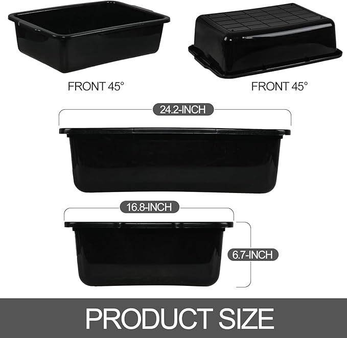 4 Pack Commercial Bus Tubs Bus Box/Tote Box Black (35 L)