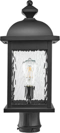 Outdoor Post Lights 21 Inch Height Large Size Lamp Post Outdoor Lighting Black Porch Lights Outdoor Pillar Lantern with Water Ripple Glass for Garden Backyard Walkway and Pathway