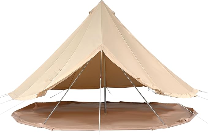 VEVOR Canvas Tent Bell Yurt 4 Seasons for Camping with Stove Jack Breathable Holds up to 4 People Family Camping Outdoor Hunting Party