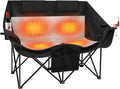 Heated Double Camping ChairDual Control SwitchesHeated Camping Chair with 3 Heat Levels Heated Folding Chair Supports 550 lbs for Outdoor Sports Lawn Picnics