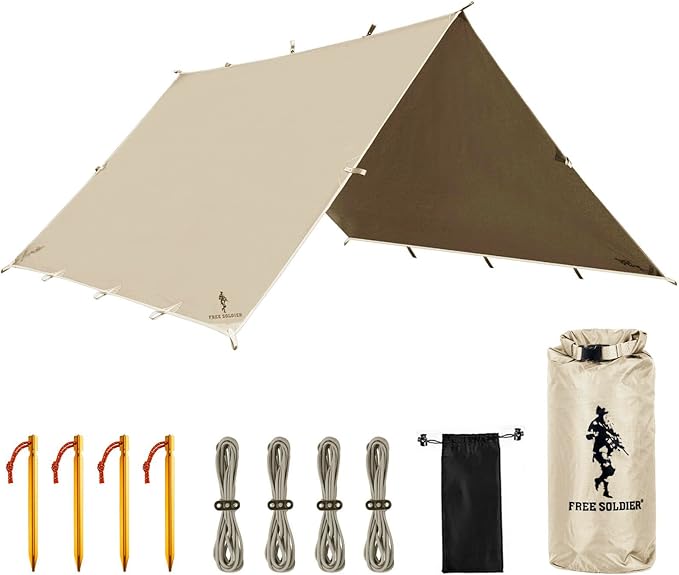 Free Soldier Waterproof Portable Tarp Multifunctional Outdoor Camping Traveling Awning Backpacking Tarp shelter Rain Tarp