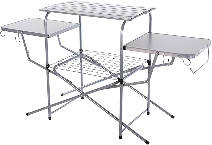 ASMOKE Foldable Grilling Table – Premium &amp Lightweight Aluminum Cooking Table for Camping Outdoor BBQ Party and RV Touring - 88lbs Capacity Comes with Carrying Bag