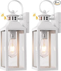 16 Motion Sensor Outdoor Wall Lights 2 Pack - White Dusk to Dawn Outdoor Lighting Wall Mount Modern Exterior Light Fixtures Waterproof Outside Lamps for House Garage