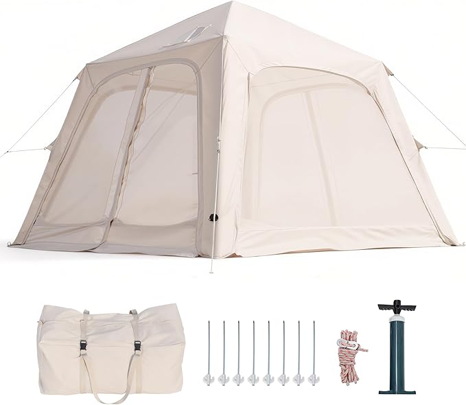 ABORON 2/6/8/10/12 Person Inflatable Camping Tent Easy Setup Blow Up Tent with Hand Pump PU3000mm Waterproof &amp Breathable 4 Season Glamping Tent for Outdoor Camping