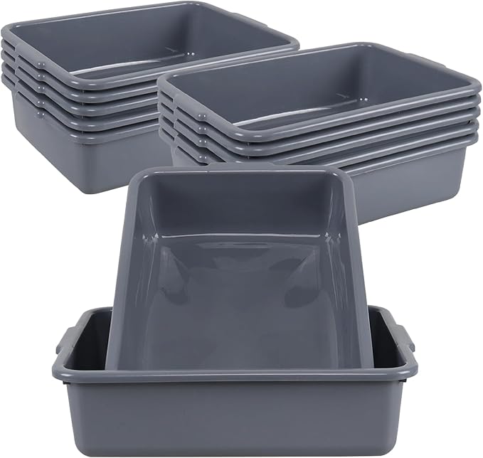 13 Liters Commercial Bus Tubs Box Gray Plastic Bus Tubs Restaurant 12 Packs