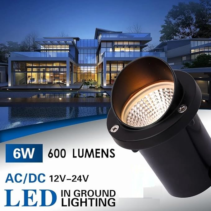 LED Low Voltage Landscape Light12-24V AC/DC Shielded In-Ground Light IP67 Waterproof 3000K Paver Well for Pathway (12 Pack)
