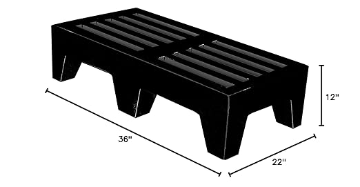 DPLSQ-3-1222-BK Dunnage Rack Solid One Piece Plastic Construction 3 ft 22 W x 36 L x 12 H Black For Commercial Use