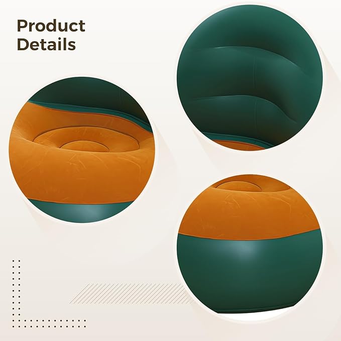 Single Person Recliner with Backrest Comfortable L-Shaped Design Fast Inflation for Camping and Beach Folding Storage PVC Lazy Sofa Inflatable Couch