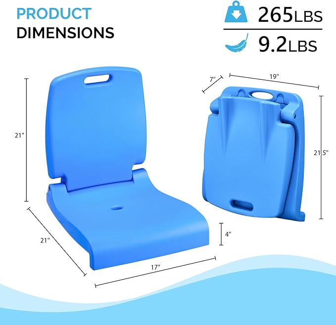 VINGLI Portable Pool Chair for Poolside Lakeeze Swim Stool Folding Flip Seat Chair for in PoolBeach Chair with Ergonomic Back Support for Pool Edges Stadium BeachCamping Tailgates Boats Docks