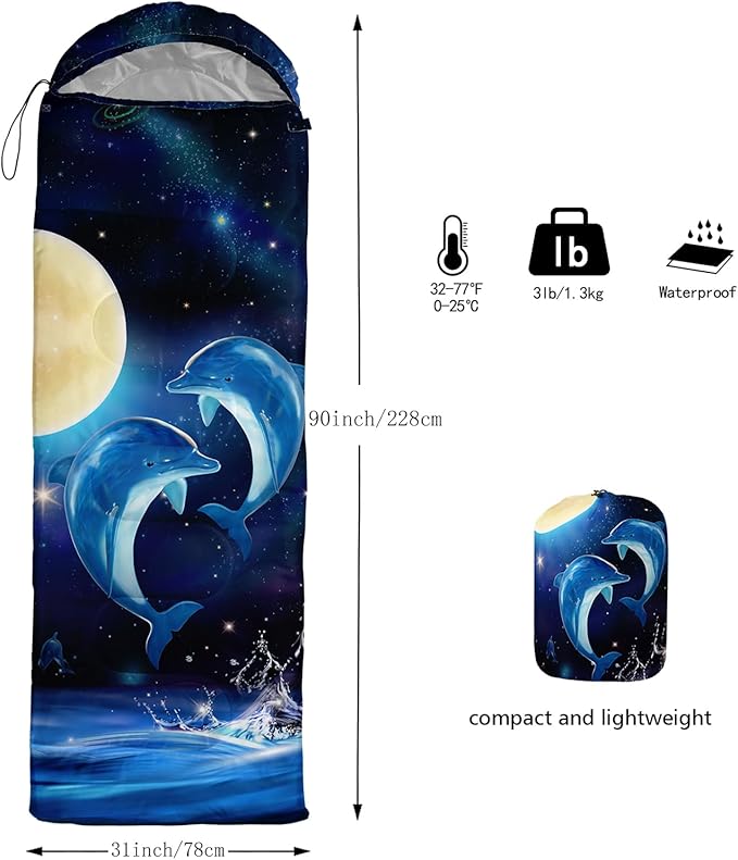 AILONEN Cartoon Camping Sleeping Bag for Boys Girls AdultsLightweight &amp Waterproof3 Season Warm &amp Cold WeatherPortablePrinted Sleeping BagTravelingCampingHiking