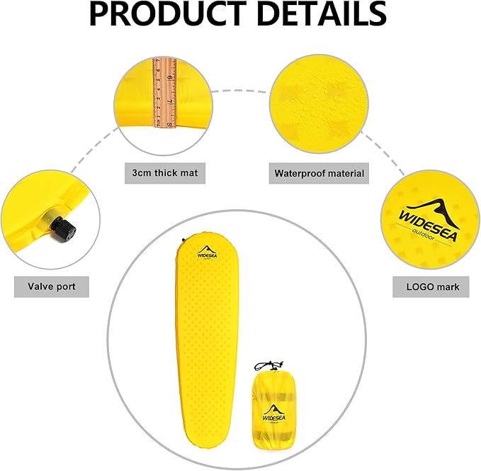 widesea Camping Inflatable Sleeping Pad Sleeping Pad for Camping Ultralight Backpacking pad Sleeping Mat for Hiking Traveling Outdoor Activities