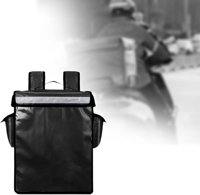 Insulated Delivery Backpack Thermal Food Bag Leakproof with Reflective Strip Catering Bag Insulation Bag for Picnic Delivery Black