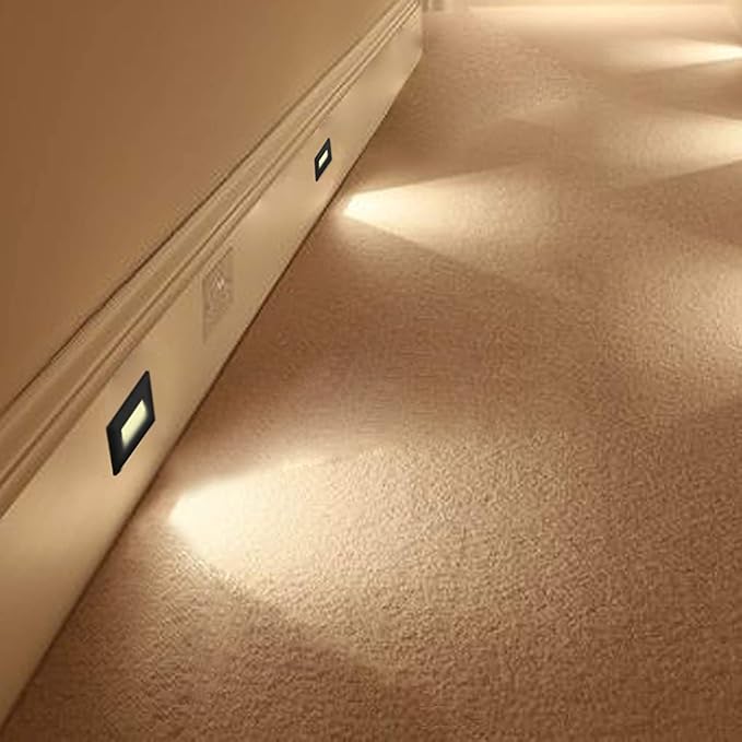 Ciata LED Stair Lights Indoor Step Lights Outdoor Light 3 Watt Warm White Stairway Lighting for Outdoor and Indoor Stairs 3000K Concrete Home Theater Lighting Black Finish Horizontal 3 Pack