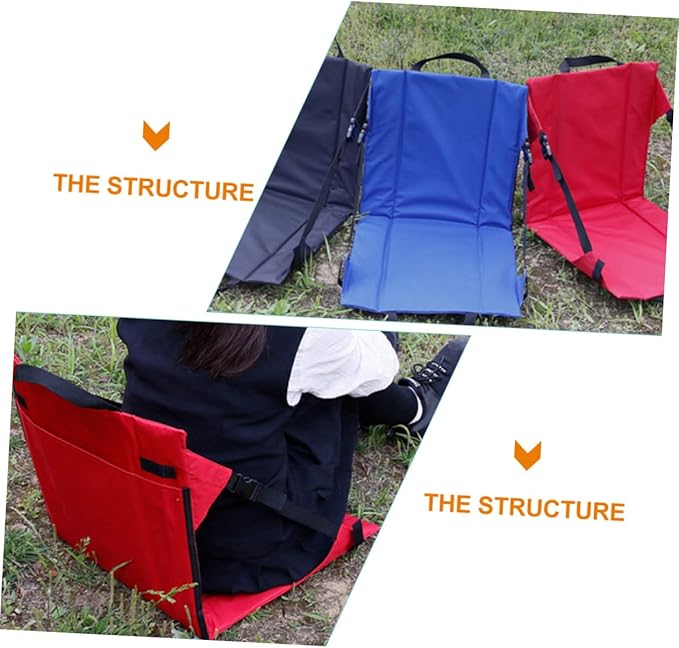 SUPVOX Step Lights Outdoor Folding Seat Cushion Backrest for Camping Fishing Sports Garden Compact Storage