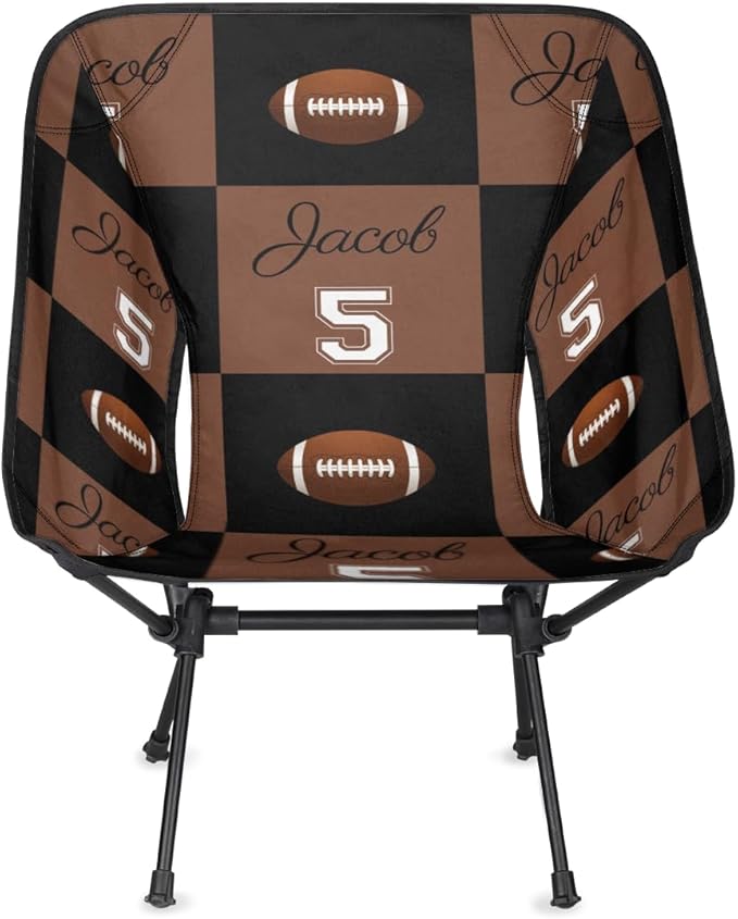 Custom Camping Chair Personalized Portable Backpacking Chair with Name Lightweight Folding Chair for Beach Hiking Football Theme