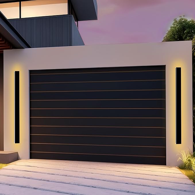 39inch 2 Pack Outdoor Wall Lights Black LED Exterior Light Fixtures Wall Mount Modern Outdoor Sconce Long LED Linear Outside Lighting for Garage Front Door 3000K