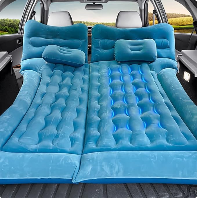 Car Air Mattress for Honda Element 2003-2011 Trunk Rear Seat Inflatable Thickened Flocking Travel Camping Bed Air Pump 2 PillowsDark Green