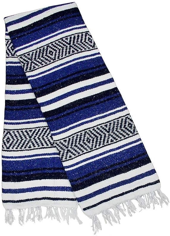 $averPak BodyForge Authentic Mexican Falsa Yoga Blanket (Blue/Black/White)