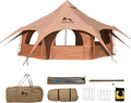 SOLSTUKU 4 Season Canvas Bell Tent 270 sq ft 9.8 ft Peak Height 10 Person Free Standing Zipper Closure Compact Style Camping &amp Hiking Family Camping Cold-Weather Outdoor Activities