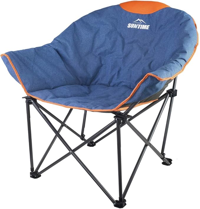 OUTDOOR LIVING SUNTIME Sofa Chair Oversize Padded Moon Leisure Portable Stable Comfortable Folding Chair for Camping Hiking Carry Bag…