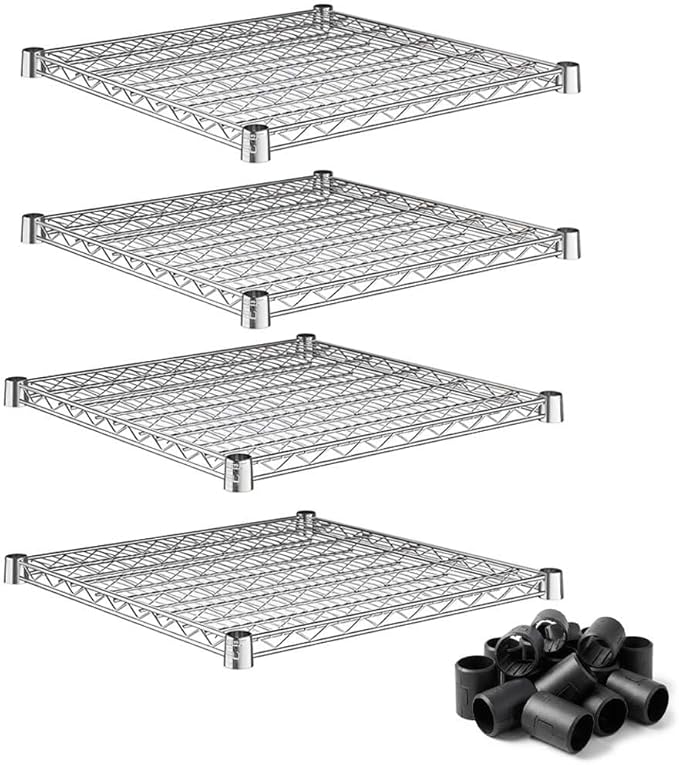 24 x 24 Replacement Wire Shelves 4 Pack for Storage Systems Chrome-Plated Steel Build NSF