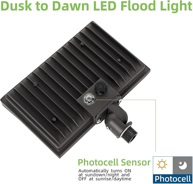 LED Flood Lights Outdoor 40W 4400LM IP65 Waterproof Adjustable Knuckle Mount LED Security Light500W Halogen Equiv5000K Daylight Dusk to Dawn Flood Light for Yard Garage Garden(2 Pack)