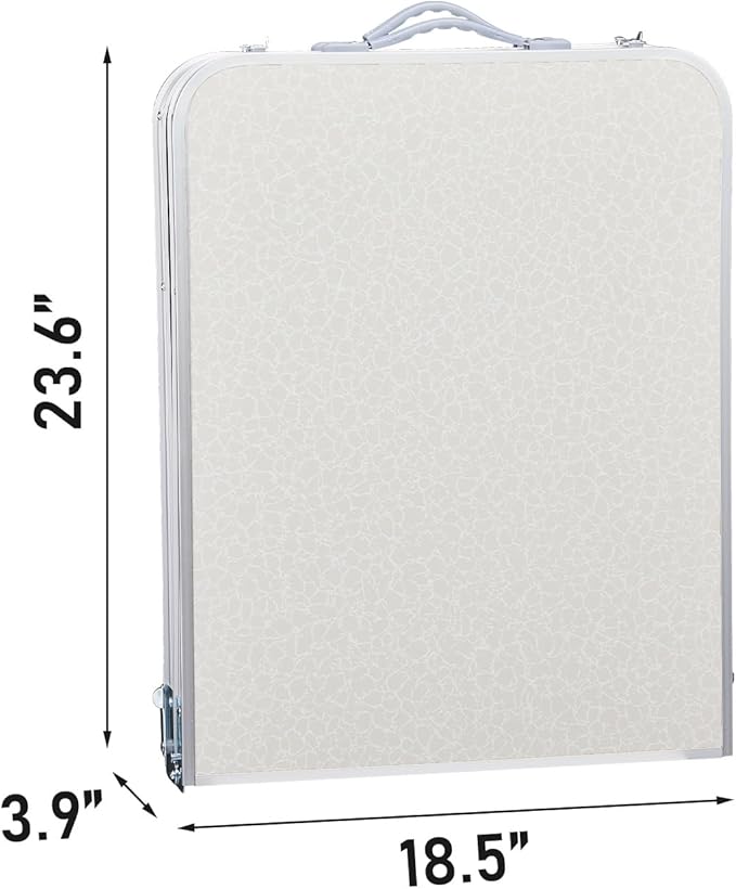 4ft Portable Picnic TablesOutdoor Folding Camping TableAdjustable Height Foldable Grill TablesLightweight Aluminum Picnic Tablewith Storage Compartmentfor Indoor Hiking Camp BBQ Beach (White)