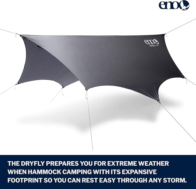 ENO Eagles Nest Outfitters DryFly Rain Tarp Ultralight Hammock Accessory Charcoal