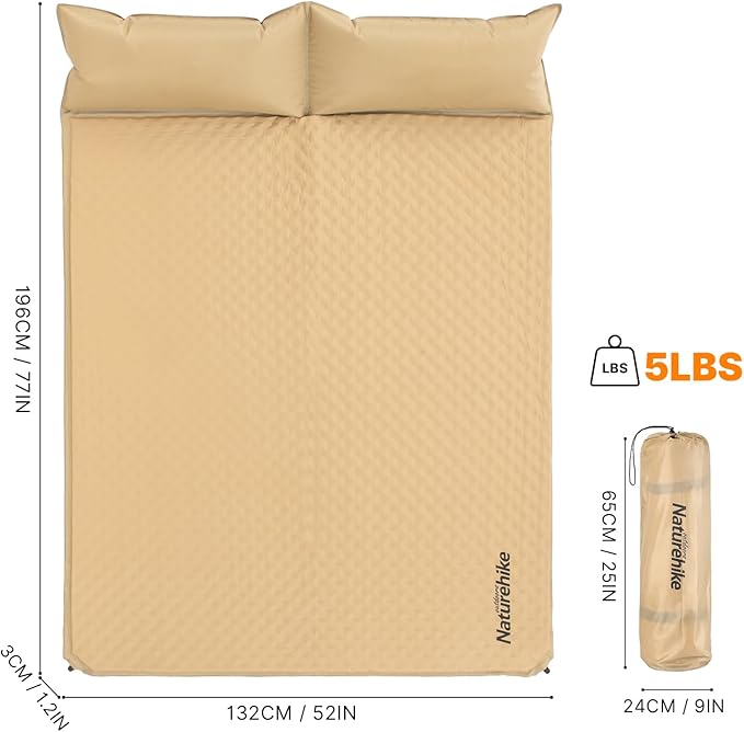 Naturehike Camping Sleeping Pad with Quick-Inflating Ultralight Memory Foam Sleeping Mat for Camping Backpacking Hiking Traveling Tent Yellow