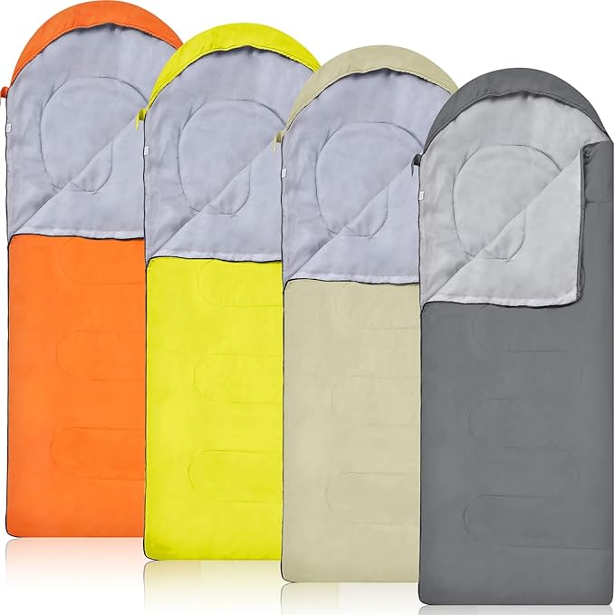 Macarrie 4 Pcs Bulk Sleeping Bags for Adults 0 Degree Waterproof Backpack Bags with Compression Sack for Backpacking Camping Hiking Emergency Shelters