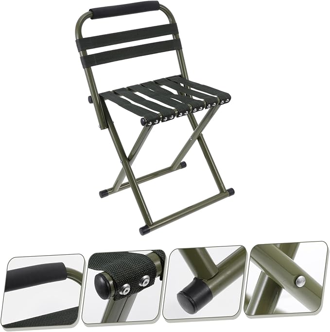 1pc Portable Folding Fishing Chair Lightweight Breathable Outdoor Stool for Camping Beach and Fishing Non-Slip Support Compact Green Design