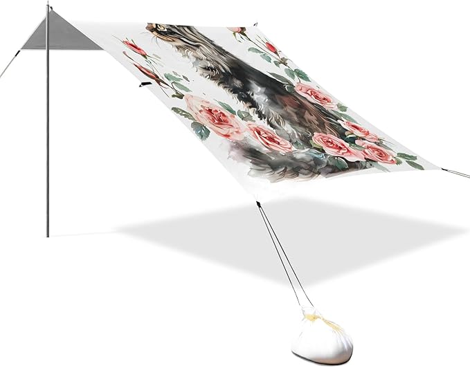 Camping Sun Shelters Cat Pink Rose Beach Canopy 126 * 110.2in