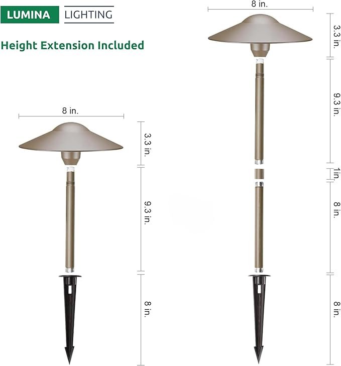 Lumina Lighting® 4W Landscape Lighting 12V Landscape Lights Low Voltage Landscape Path Lights Warm White Waterproof Outdoor Replaceable G4 LED Bulb for Garden Pathway Lawn Yard (Bronze) (2-Pack)