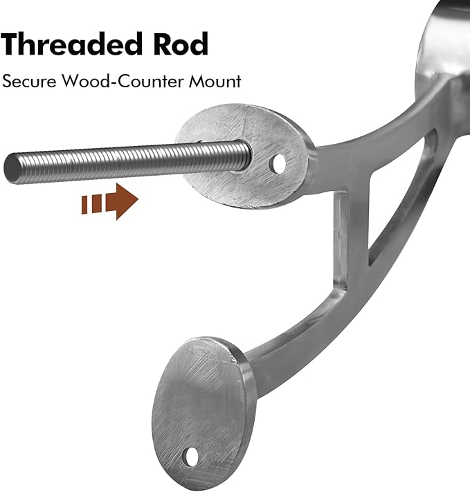 4ft Bar Foot Rail Kit Stainless Steel 304 with 2 inch O.D Railing Brackets Hardware Side Mount Foot Railing for Undercounter Home Kitchen Island Restaurant Indoor Outdoor