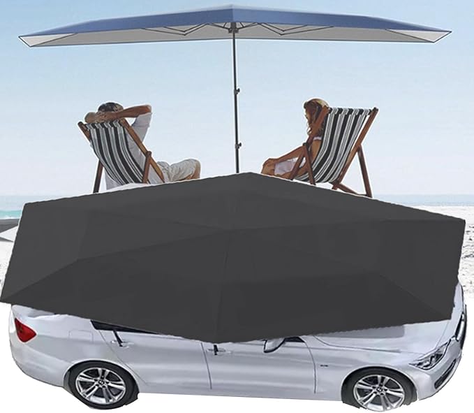 Fully Automatic Car Tent Umbrella Car Roof Top Sun Shade Cover with Remote Control Retractable Folding Movable Carport Pop Up for Outdoor Falling Leaves Black-4.6m
