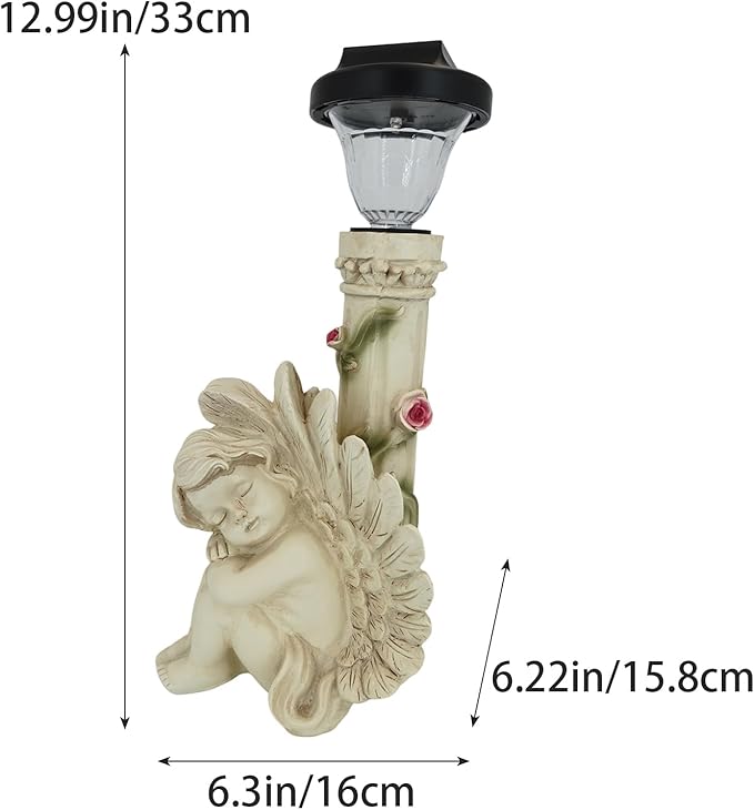 Angel Figurines Outdoor Angel Statues for Garden Solar Statues Outdoor Decorations for Patio Patio Lawn Yard Balcony Garden Mom Gift (White)
