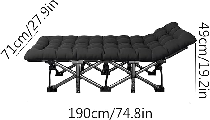 Portable Steel Foldable Camping Bed with Removable Mattress Portable Folding Camping Cot Comfortable Camp Bed for Outdoor Office Comfortable