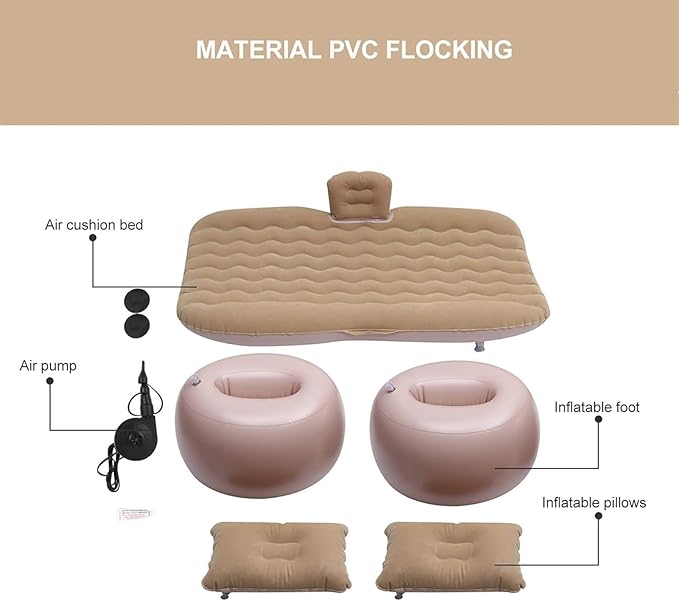 Camping Inflatable Mattress Car Air Mattress with Air Pump Multifunctional Inflatable Sofa Bed Ergonomic Wave Design 72-Hour Leak-Proof Test