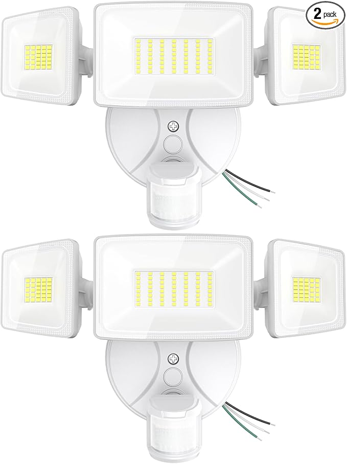 Onforu 2 Pack 75W LED Motion Sensor Outdoor Lights 7000LM Dusk to Dawn Outdoor Lighting 6500K Motion Detector Flood Light IP65 Waterproof Hardwired LED Security Light for Yard Garage(White)