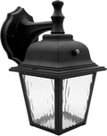 Maxxima LED Porch Lantern Outdoor Wall Light Fixture - Black Clear Water Glass Photocell Sensor 875 Lumens 3000K Warm White Dusk to Dawn Light Sensor Exterior Decorative Light