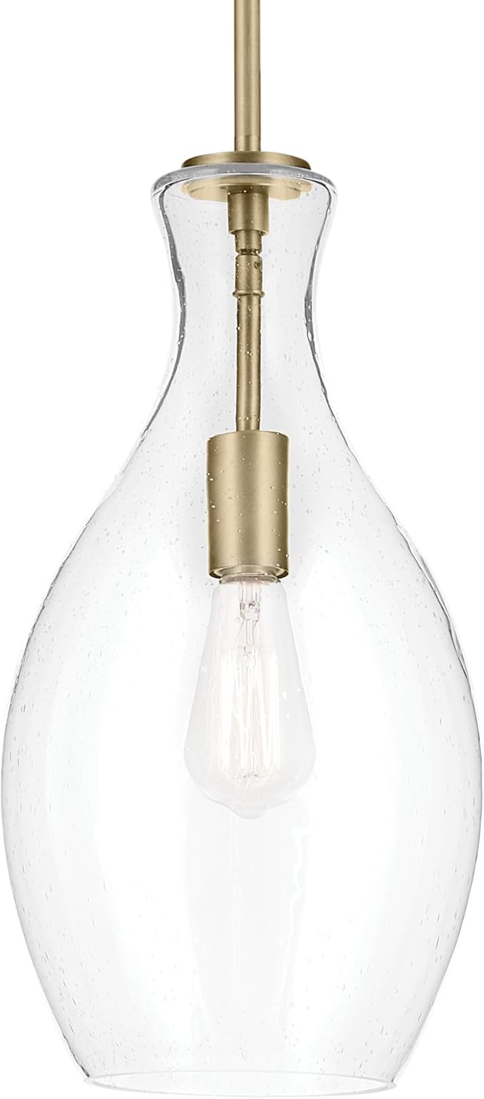 Kichler Everly 17.75 1 Light Hour Glass Pendant Clear Glass Natural Brass