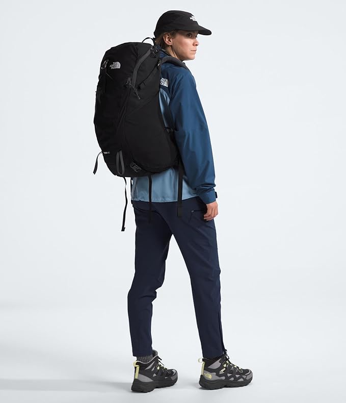 The North Face Terra 40 Backpack - Unisex Hiking Pack Padded Hipbelt Pole &amp Ice Axe Attachments Hydration Sleeve TNF Black/Asphalt Grey-NPF Small/Medium