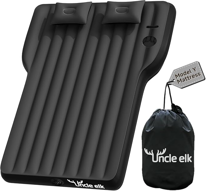 Tesla Model Y Mattress Inflatable SUV Mattress for Portable Camping Mattress Foldable Air Mattress with Air Pump and Storage Bag for Tesla Model Y and SUV Travel Black