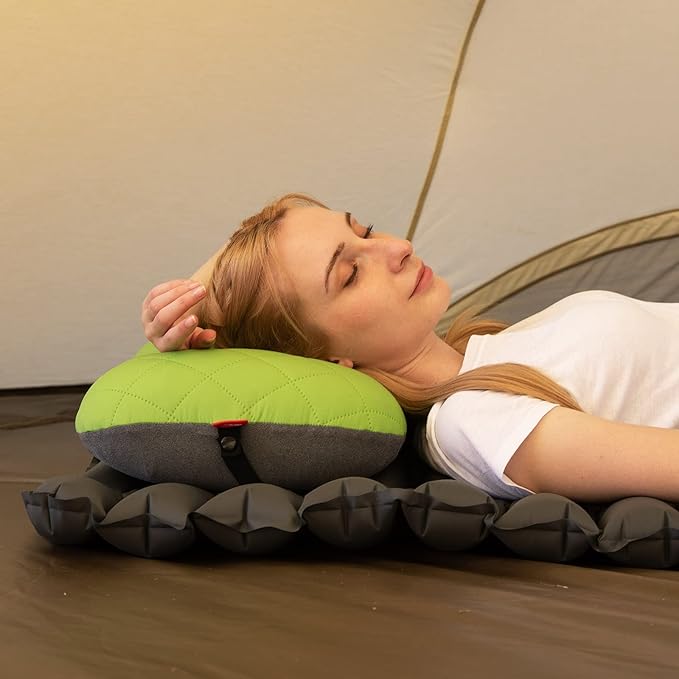 Hikenture Camping Pillow with Removable Cover - Ultralight Inflatable Pillow for Neck Lumbar Support - Upgrade Backpacking Pillow - Washable Travel Air Pillows for Camping Hiking Backpacking