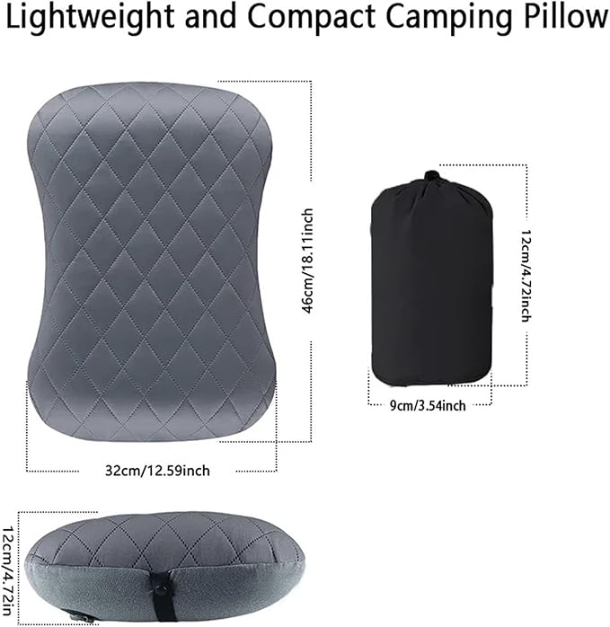 Ultralight Inflatable Camping Travel Pillow with Soft Washable Cover - Ergonomic Inflating Pillows for Neck &amp Lumbar Support(Orange)
