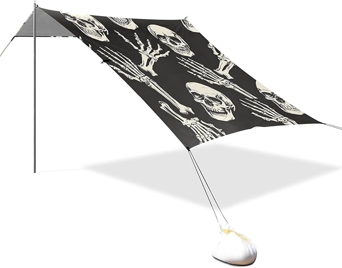 Beach Tent Sun Shelter Skull Hand Bones Lightweight &amp Easy Setup Beach Shade Canopy for Camping Fishing